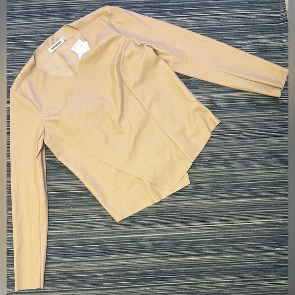 🆕Just Fabulous Size L Faux Leather Flyaway Collar Jacket in Golden Honey - Picture 4 of 8